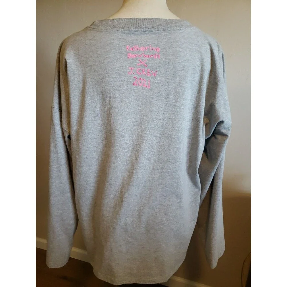 J.CREW x Katherine Bernhardt Top Collab Women's Sz. M Gray Tee Graphic NY Shirt